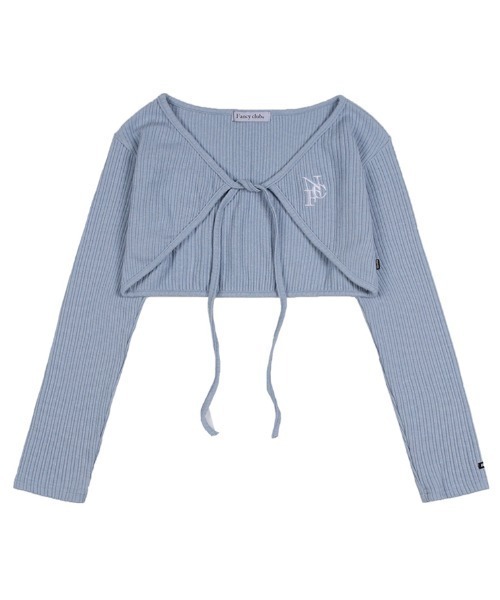 FANCY CLUB（ファンシークラブ）の「A'GEM/9 × .kom『 FANCY CLUB/ファンシークラブ』 KNOTTED HALTERNECK & BOLERO SET /ホルターネックボレロ SET（カーディガン/ボレロ・レディース・チャコールグレー/ブルー・FREE）」の5枚目の写真