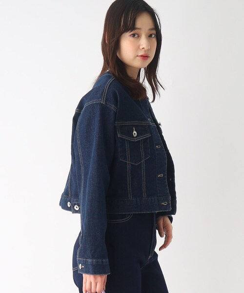 index(インデックス)の「◆シーズンレスで活躍! コットン ノーカラーデニムジャケット(デニムジャケット・レディース・ネイビー・36/38/40/42)」の7枚目の写真