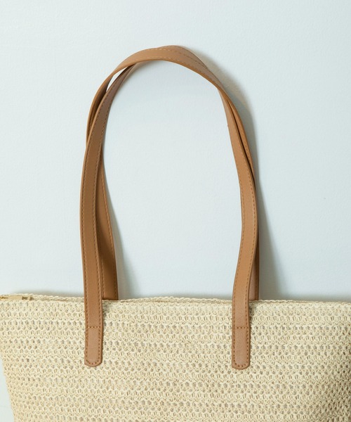 Munich(ミューニック)の「ストロー&フェイクレザージップトートバッグ(かごバッグ・レディース・ブラウン/ブラック・FREE)」の9枚目の写真