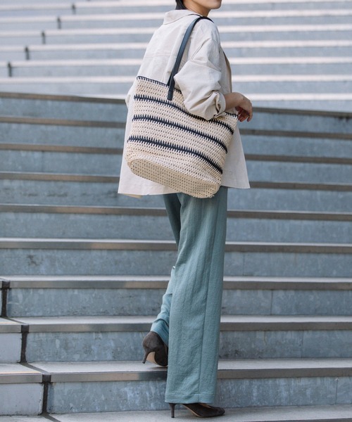 Munich(ミューニック)の「ストロー&フェイクレザージップトートバッグ(かごバッグ・レディース・ブラウン/ブラック・FREE)」の18枚目の写真