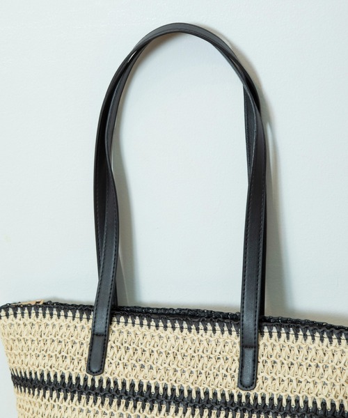 Munich(ミューニック)の「ストロー&フェイクレザージップトートバッグ(かごバッグ・レディース・ブラウン/ブラック・FREE)」の19枚目の写真