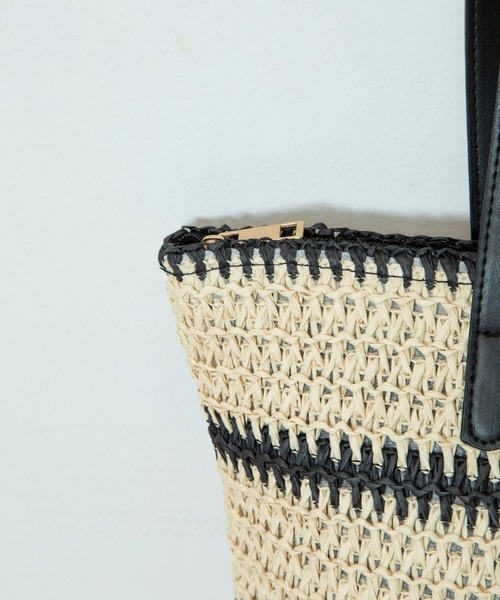 Munich(ミューニック)の「ストロー&フェイクレザージップトートバッグ(かごバッグ・レディース・ブラウン/ブラック・FREE)」の20枚目の写真