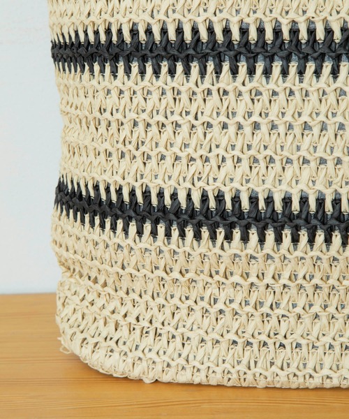 Munich(ミューニック)の「ストロー&フェイクレザージップトートバッグ(かごバッグ・レディース・ブラウン/ブラック・FREE)」の21枚目の写真