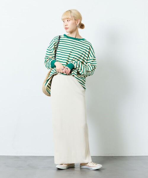 FREAK'S STORE(フリークスストア)の「【限定展開】セルフ カット リブ タイト スカート(スカート・レディース・ブルー/ブラック/ブラウン/ナチュラル/グレー/オレンジ・フリ-)」の12枚目の写真