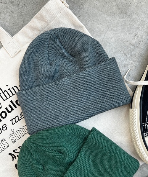 WEGO（ウィゴー）の「WEGO/カラーショートビーニー（ニットキャップ/ビーニー・メンズ・ブラック/オレンジ/グレー/グリーン系その他/ライトブラウン・FREE）」の3枚目の写真