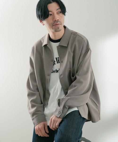 ITEMS URBANRESEARCH(アイテムズ アーバンリサーチ)の「ポリツイル オープンカラーCPOシャツ(シャツ/ブラウス・メンズ・ネイビー/チャコールグレー/ベージュ・MEDIUM/LARGE)」の13枚目の写真