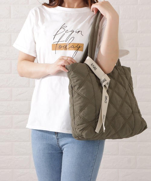 Lace Ladies(レースレディース)の「リボン付きシワキルティングトートバッグ(トートバッグ・レディース・グリーン/ブラック/グレー/ベージュ・FREE)」の15枚目の写真