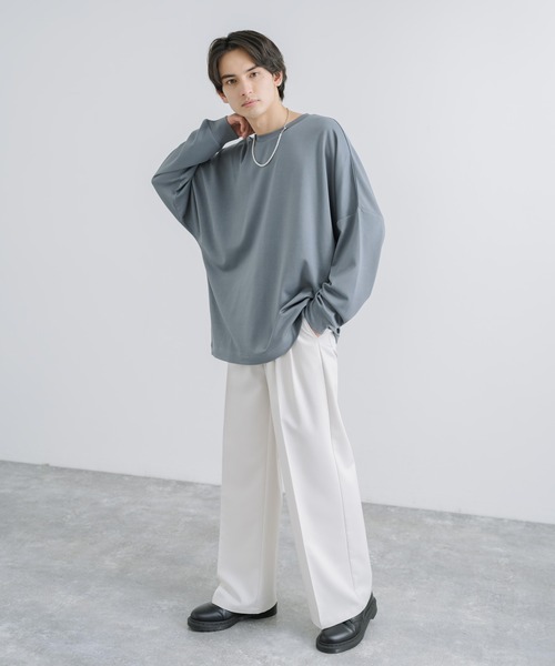 Rocky Monroe(ロッキーモンロー)の「オーバーサイズ ドルマンスリーブ 長袖カットソー ロンT(Tシャツ/カットソー・メンズ・ネイビー/ホワイト/ライトグレー/ブラック/ブルー・M/L)」の15枚目の写真