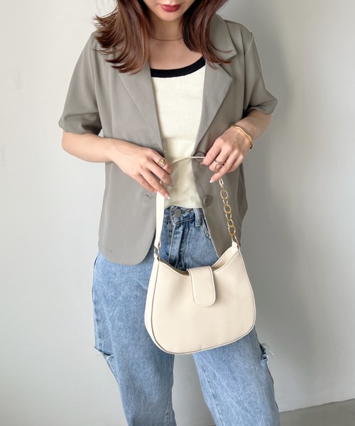 CLEA（クレア）の「チェーンポイントPUムーンショルダーバッグ（ショルダーバッグ・レディース・グリーン/ブラック/アイボリー/ベージュ/ブラウン・FREE）」の10枚目の写真