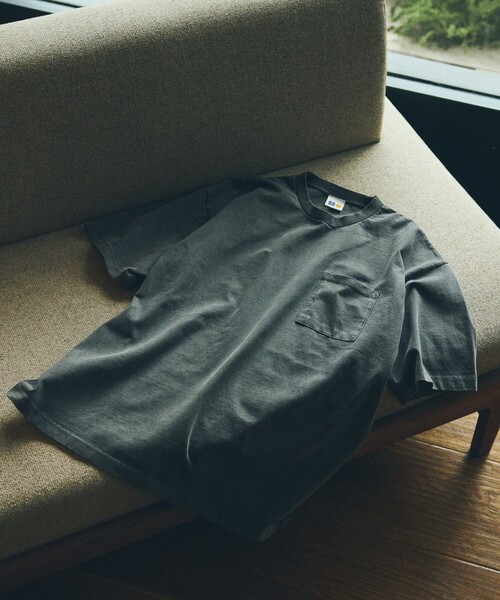 FREAK'S STORE(フリークスストア)の「FREAK'S STORE/フリークスストア 8.5オンス ヘビーウェイト クルーネックポケットTシャツ/リンガーT(Tシャツ/カットソー・メンズ・ホワイト/チャコールグレー/アッシュグレー/ブラック/イエロー/ホワイト×ブラック・SMALL/MEDIUM/LARGE)」の4枚目の写真