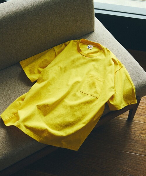 FREAK'S STORE(フリークスストア)の「FREAK'S STORE/フリークスストア 8.5オンス ヘビーウェイト クルーネックポケットTシャツ/リンガーT(Tシャツ/カットソー・メンズ・ホワイト/チャコールグレー/アッシュグレー/ブラック/イエロー/ホワイト×ブラック・SMALL/MEDIUM/LARGE)」の6枚目の写真