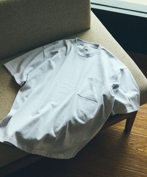 FREAK'S STORE(フリークスストア)の「FREAK'S STORE/フリークスストア 8.5オンス ヘビーウェイト クルーネックポケットTシャツ/リンガーT(Tシャツ/カットソー・メンズ・ホワイト/チャコールグレー/アッシュグレー/ブラック/イエロー/ホワイト×ブラック・SMALL/MEDIUM/LARGE)」の5枚目の写真