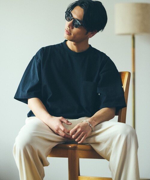FREAK'S STORE(フリークスストア)の「FREAK'S STORE/フリークスストア 8.5オンス ヘビーウェイト クルーネックポケットTシャツ/リンガーT(Tシャツ/カットソー・メンズ・ホワイト/チャコールグレー/アッシュグレー/ブラック/イエロー/ホワイト×ブラック・SMALL/MEDIUM/LARGE)」の3枚目の写真