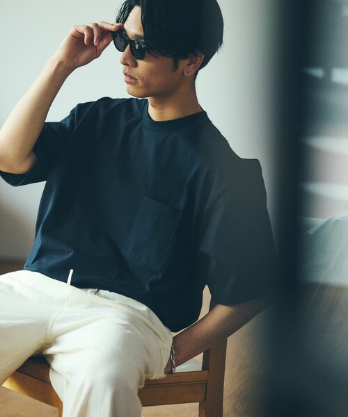 FREAK'S STORE(フリークスストア)の「FREAK'S STORE/フリークスストア 8.5オンス ヘビーウェイト クルーネックポケットTシャツ/リンガーT(Tシャツ/カットソー・メンズ・ホワイト/チャコールグレー/アッシュグレー/ブラック/イエロー/ホワイト×ブラック・SMALL/MEDIUM/LARGE)」の7枚目の写真