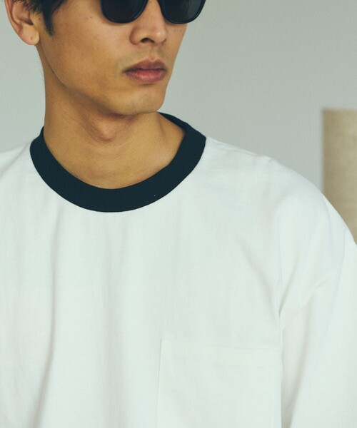 FREAK'S STORE(フリークスストア)の「FREAK'S STORE/フリークスストア 8.5オンス ヘビーウェイト クルーネックポケットTシャツ/リンガーT(Tシャツ/カットソー・メンズ・ホワイト/チャコールグレー/アッシュグレー/ブラック/イエロー/ホワイト×ブラック・SMALL/MEDIUM/LARGE)」の12枚目の写真