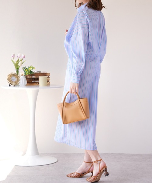 IAMUSE(アイアミューズ)の「ウエストマークマルチストライプシャツワンピース S0962【IAMUSE】(シャツワンピース・レディース・ブルー/パープル・FREE)」の12枚目の写真