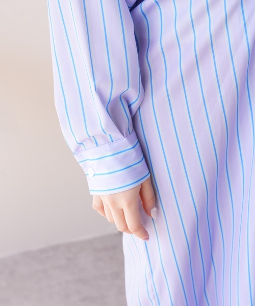 IAMUSE(アイアミューズ)の「ウエストマークマルチストライプシャツワンピース S0962【IAMUSE】(シャツワンピース・レディース・ブルー/パープル・FREE)」の17枚目の写真