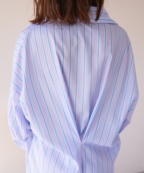 IAMUSE(アイアミューズ)の「ウエストマークマルチストライプシャツワンピース S0962【IAMUSE】(シャツワンピース・レディース・ブルー/パープル・FREE)」の18枚目の写真