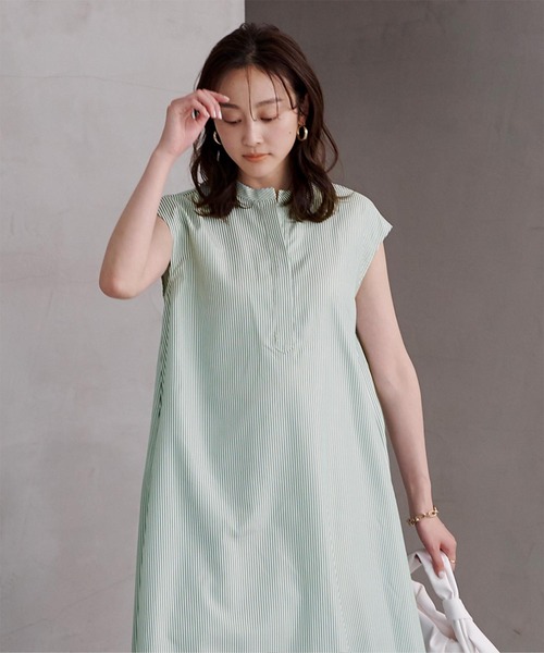 UR'S（ユアーズ）の「バンドカラーフレアロングワンピース（シャツワンピース・レディース・ネイビー/グレー系その他/ブルー/グリーン系その他・L/M/S）」の12枚目の写真