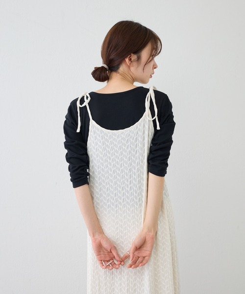 Kastane(カスタネ)の「【新色追加】リブシャーリング5分袖TEE(Tシャツ/カットソー・レディース・イエロー/ブラック/アイボリー/ブルー/オレンジ/サックスブルー・FREE)」の17枚目の写真