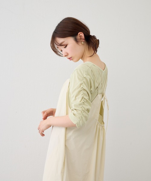 Kastane(カスタネ)の「【新色追加】リブシャーリング5分袖TEE(Tシャツ/カットソー・レディース・イエロー/ブラック/アイボリー/ブルー/オレンジ/サックスブルー・FREE)」の14枚目の写真