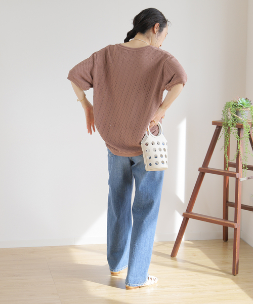 B.C STOCK(ベーセーストック)の「透かし編み ニットTシャツ(ニット/セーター・メンズ・イエロー/ベージュ/ホワイト・SMALL/LARGE/MEDIUM)」の14枚目の写真