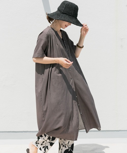 URBAN RESEARCH DOORS（アーバンリサーチドアーズ）の「コットンボイルハーフスリーブワンピース（ワンピース・レディース・ブラック/カーキ/ミント/ブラウン系その他・MEDIUM）」の21枚目の写真