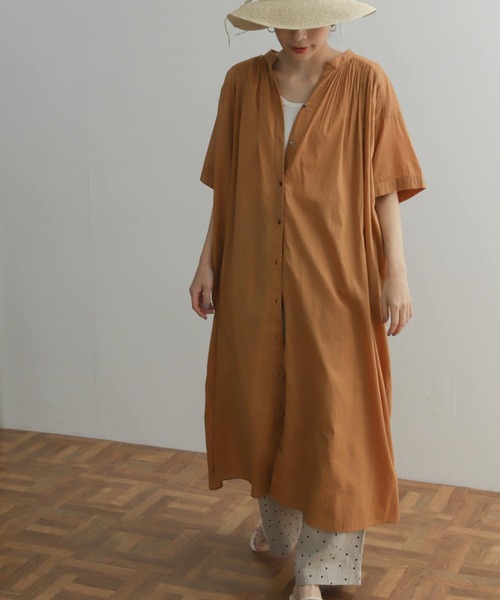 URBAN RESEARCH DOORS（アーバンリサーチドアーズ）の「コットンボイルハーフスリーブワンピース（ワンピース・レディース・ブラック/カーキ/ミント/ブラウン系その他・MEDIUM）」の19枚目の写真