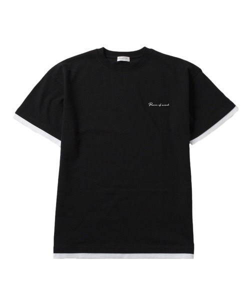 GLAZOS(グラソス)の「【接触冷感】ワンポイントロゴ裾レイヤード半袖Tシャツ(Tシャツ/カットソー・キッズ・ブラウン/ブルーグリーン/ホワイト/ブルー/ブラック/ライトブルー・150cm/170cm/140cm/160cm)」の2枚目の写真