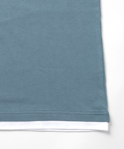 GLAZOS(グラソス)の「【接触冷感】ワンポイントロゴ裾レイヤード半袖Tシャツ(Tシャツ/カットソー・キッズ・ブラウン/ブルーグリーン/ホワイト/ブルー/ブラック/ライトブルー・150cm/170cm/140cm/160cm)」の7枚目の写真