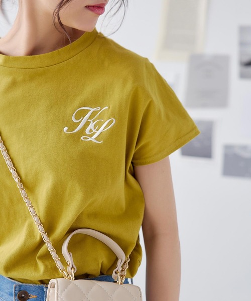 KOBE LETTUCE（コウベレタス）の「コットン100%選べるデザイン フレンチスリーブ刺繍Tシャツ（Tシャツ/カットソー・レディース・オフホワイト/モカ/イエロー/グリーン系/ピンク系/ホワイト×ブラック・FREE）」の5枚目の写真