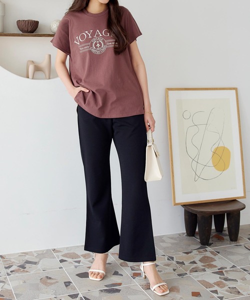 KOBE LETTUCE（コウベレタス）の「コットン100%選べるデザイン フレンチスリーブ刺繍Tシャツ（Tシャツ/カットソー・レディース・オフホワイト/モカ/イエロー/グリーン系/ピンク系/ホワイト×ブラック・FREE）」の10枚目の写真