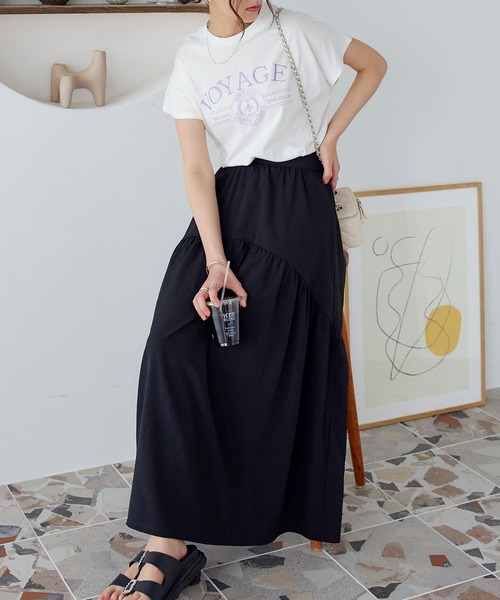 KOBE LETTUCE（コウベレタス）の「コットン100%選べるデザイン フレンチスリーブ刺繍Tシャツ（Tシャツ/カットソー・レディース・オフホワイト/モカ/イエロー/グリーン系/ピンク系/ホワイト×ブラック・FREE）」の8枚目の写真