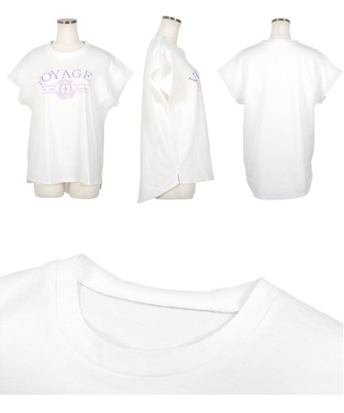 KOBE LETTUCE（コウベレタス）の「コットン100%選べるデザイン フレンチスリーブ刺繍Tシャツ（Tシャツ/カットソー・レディース・オフホワイト/モカ/イエロー/グリーン系/ピンク系/ホワイト×ブラック・FREE）」の17枚目の写真