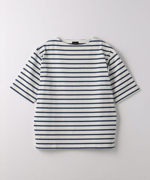 green label relaxing（グリーンレーベルリラクシング）の「GIZA バスクボーダー Tシャツ（Tシャツ/カットソー・メンズ・ライトブルー/ケリー/ネイビー・M/L/XL/S）」の5枚目の写真