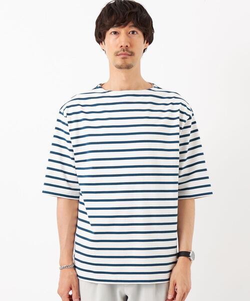 green label relaxing（グリーンレーベルリラクシング）の「GIZA バスクボーダー Tシャツ（Tシャツ/カットソー・メンズ・ライトブルー/ケリー/ネイビー・M/L/XL/S）」の7枚目の写真