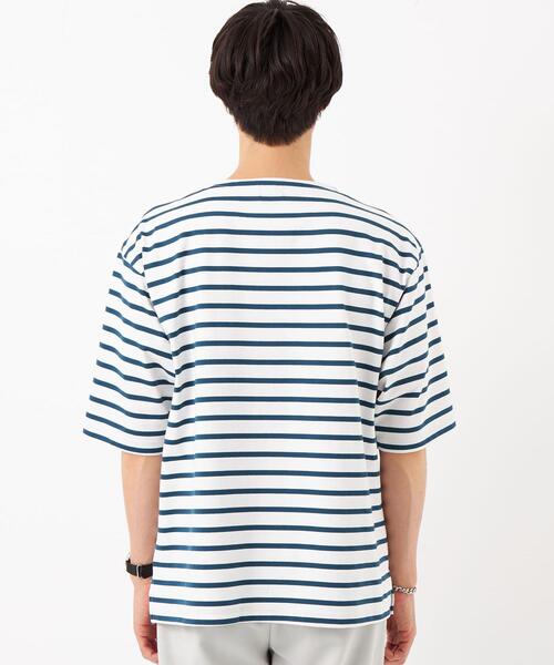 green label relaxing（グリーンレーベルリラクシング）の「GIZA バスクボーダー Tシャツ（Tシャツ/カットソー・メンズ・ライトブルー/ケリー/ネイビー・M/L/XL/S）」の9枚目の写真