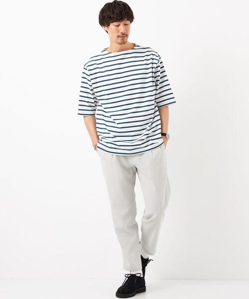 green label relaxing（グリーンレーベルリラクシング）の「GIZA バスクボーダー Tシャツ（Tシャツ/カットソー・メンズ・ライトブルー/ケリー/ネイビー・M/L/XL/S）」の10枚目の写真