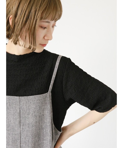 Samansa Mos2 blue（サマンサモスモスブルー）の「キャミワンピース(セットアップ可)（ワンピース・レディース・ミント/ブラック/ベージュ・ﾌﾘ-）」の5枚目の写真