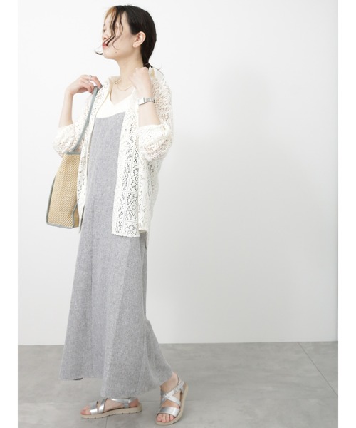Samansa Mos2 blue（サマンサモスモスブルー）の「キャミワンピース(セットアップ可)（ワンピース・レディース・ミント/ブラック/ベージュ・ﾌﾘ-）」の6枚目の写真