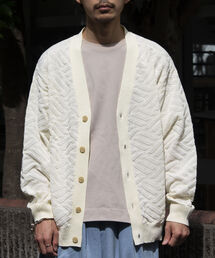 GLOSTER | 【GLOSTER/グロスター】リネンライク ジオメトリック柄カーディガン(カーディガン/ボレロ)