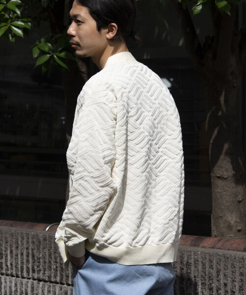 GLOSTER（グロスター）の「【GLOSTER/グロスター】リネンライク ジオメトリック柄カーディガン（カーディガン/ボレロ・メンズ・キナリ/ミント/サックスブルー・S/M/L）」の4枚目の写真