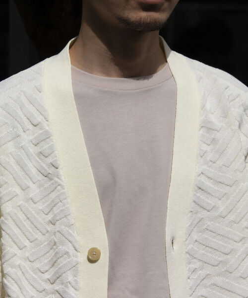 GLOSTER（グロスター）の「【GLOSTER/グロスター】リネンライク ジオメトリック柄カーディガン（カーディガン/ボレロ・メンズ・キナリ/ミント/サックスブルー・S/M/L）」の13枚目の写真
