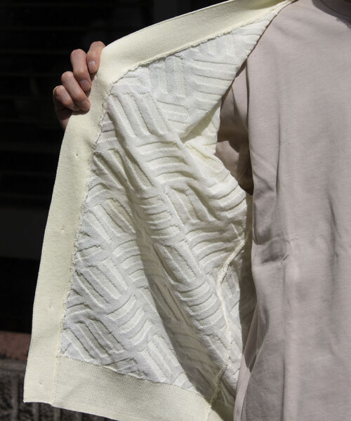 GLOSTER（グロスター）の「【GLOSTER/グロスター】リネンライク ジオメトリック柄カーディガン（カーディガン/ボレロ・メンズ・キナリ/ミント/サックスブルー・S/M/L）」の5枚目の写真