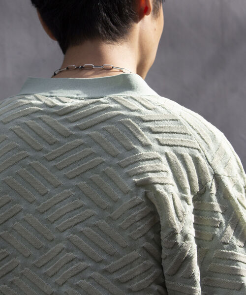 GLOSTER（グロスター）の「【GLOSTER/グロスター】リネンライク ジオメトリック柄カーディガン（カーディガン/ボレロ・メンズ・キナリ/ミント/サックスブルー・S/M/L）」の11枚目の写真