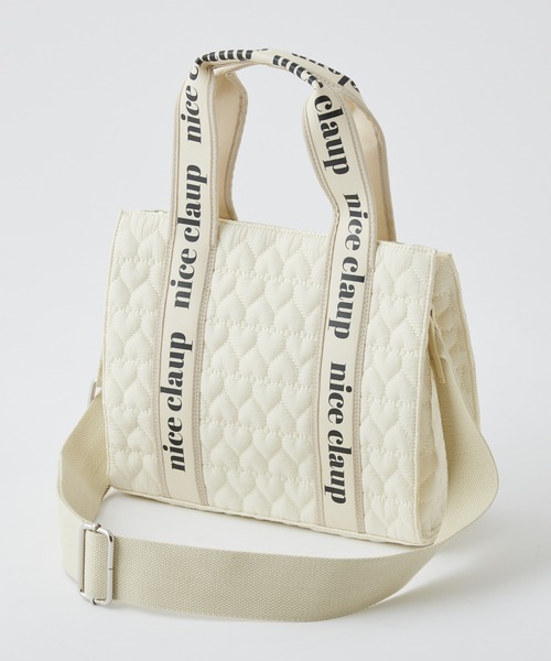 one after another NICE CLAUP(ワンアフターアナザーナイスクラップ)の「ハートキルティングミニトートバッグ(トートバッグ・レディース・ブラック/アイボリー/ベージュ/ピンク・FREE)」の7枚目の写真