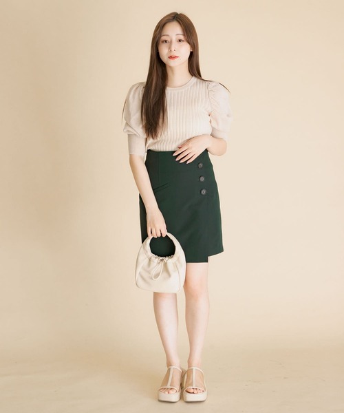 HEYUMM（ヘユム）の「ハイウエストスカショーパン（その他パンツ・レディース・モカ/ライトベージュ/ブラック・SMALL/MEDIUM）」の2枚目の写真