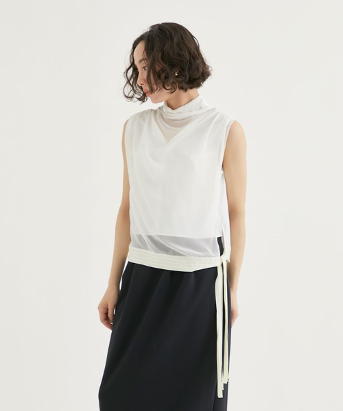 THE PERMANENT EYE(ザパーマネントアイ)の「【SATORU SASAKI/サトルササキ】SLEEVELESS LAYERD TOP/スリーブレスレイヤードトップ(シャツ/ブラウス・レディース・ホワイト/ブラック・1)」の3枚目の写真
