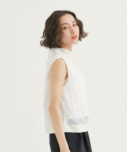 THE PERMANENT EYE(ザパーマネントアイ)の「【SATORU SASAKI/サトルササキ】SLEEVELESS LAYERD TOP/スリーブレスレイヤードトップ(シャツ/ブラウス・レディース・ホワイト/ブラック・1)」の4枚目の写真