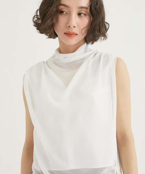 THE PERMANENT EYE(ザパーマネントアイ)の「【SATORU SASAKI/サトルササキ】SLEEVELESS LAYERD TOP/スリーブレスレイヤードトップ(シャツ/ブラウス・レディース・ホワイト/ブラック・1)」の6枚目の写真